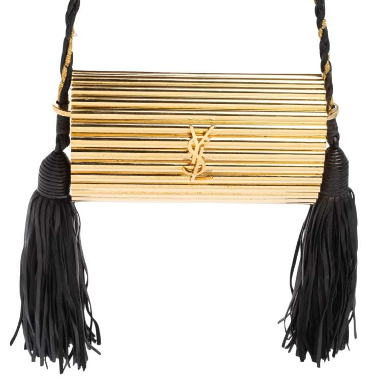 Pre Owned Saint Laurent Gold Plexiglass Opium Box Shoulder Bag