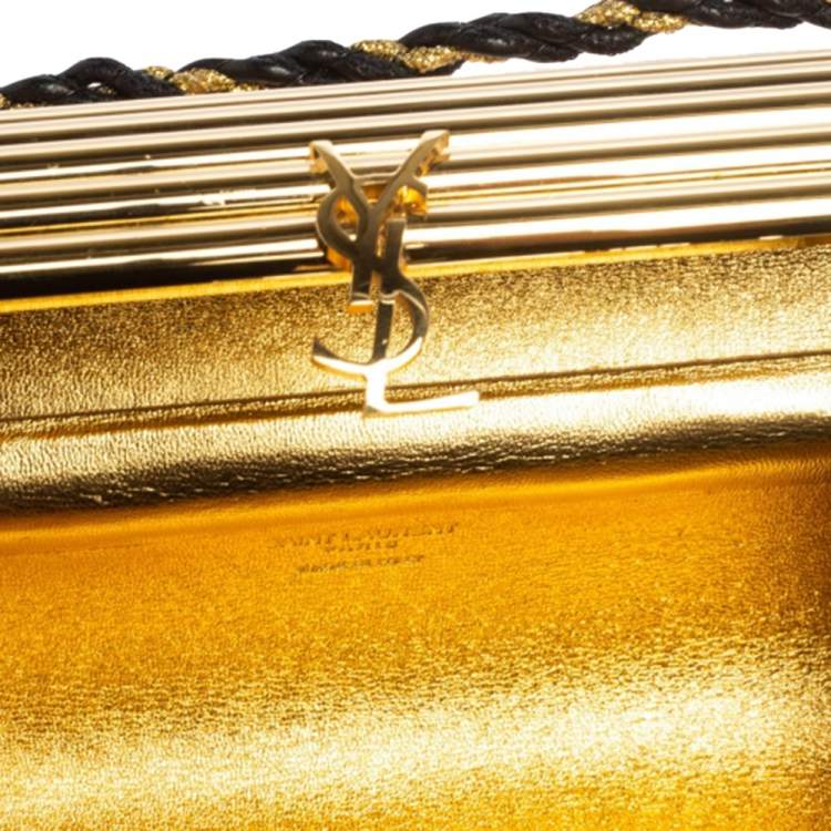 Pre Owned Saint Laurent Gold Plexiglass Opium Box Shoulder Bag