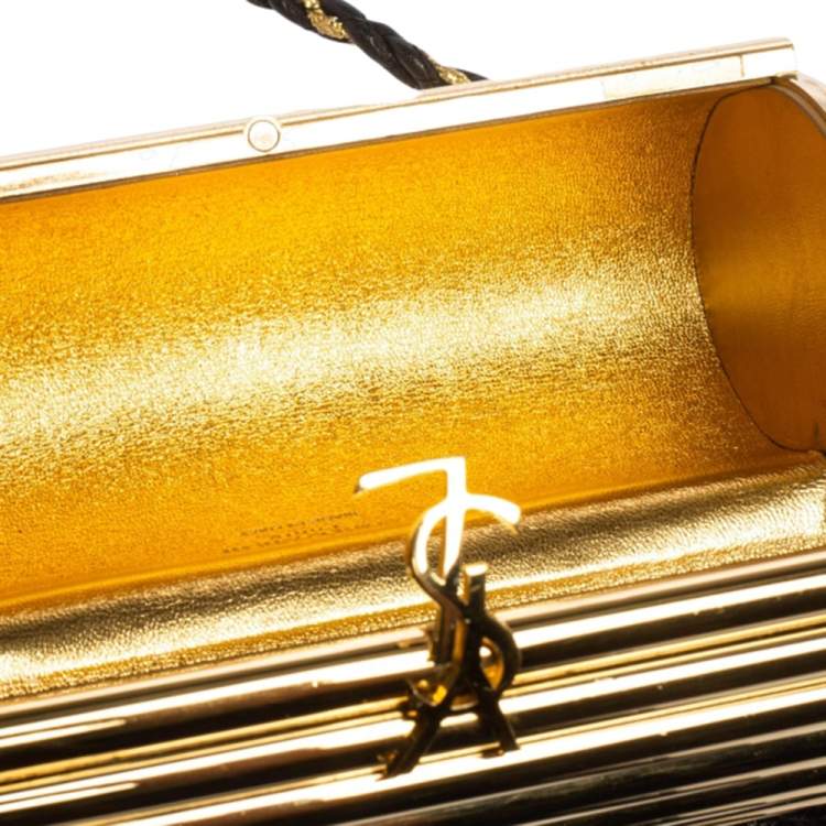 Pre Owned Saint Laurent Gold Plexiglass Opium Box Shoulder Bag