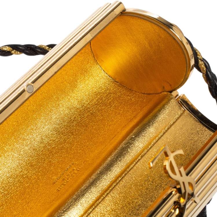 Pre Owned Saint Laurent Gold Plexiglass Opium Box Shoulder Bag