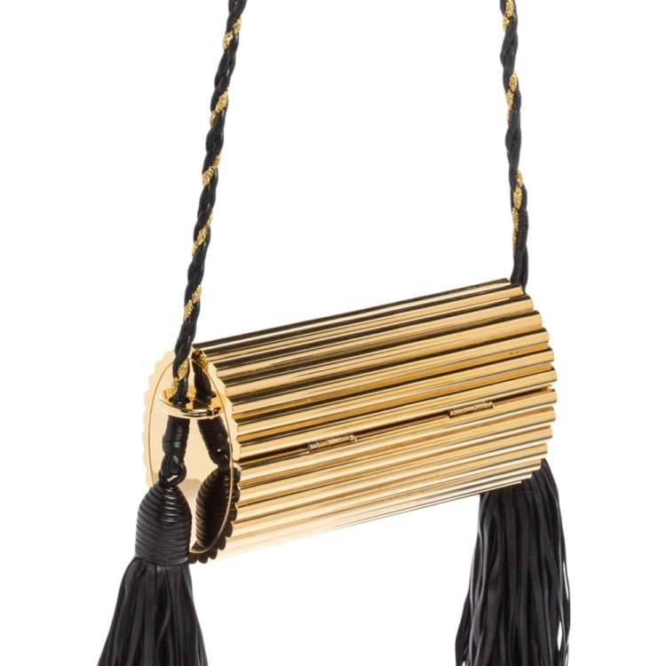 Pre Owned Saint Laurent Gold Plexiglass Opium Box Shoulder Bag