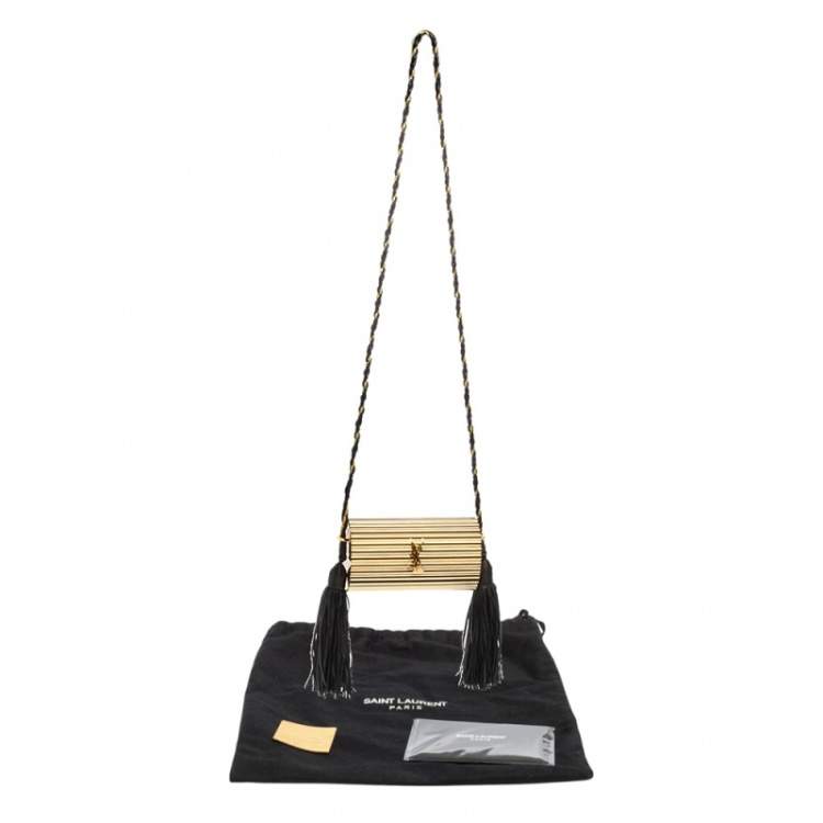 Pre Owned Saint Laurent Gold Plexiglass Opium Box Shoulder Bag