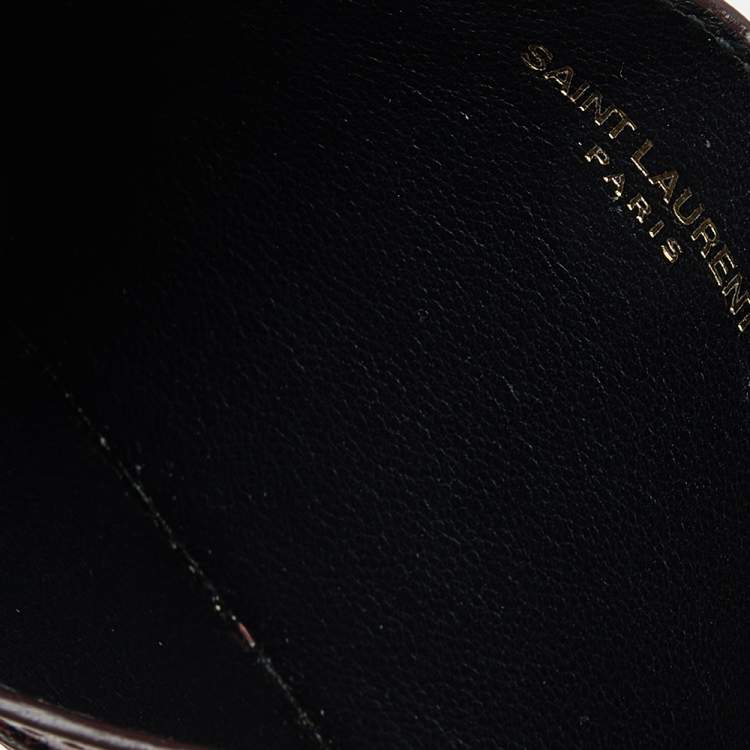 Pre Owned Saint Laurent Burgundy Leather Classic Card Holder