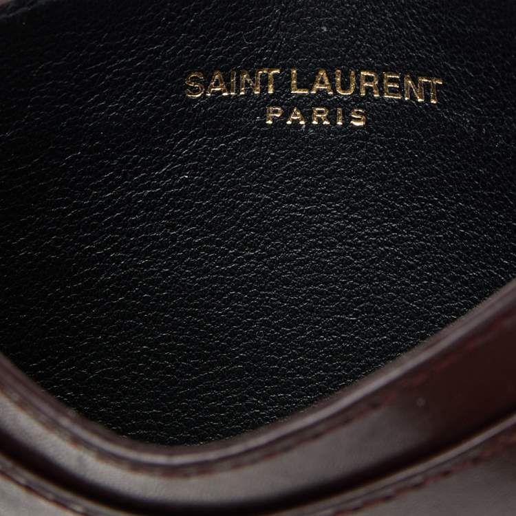 Pre Owned Saint Laurent Burgundy Leather Classic Card Holder