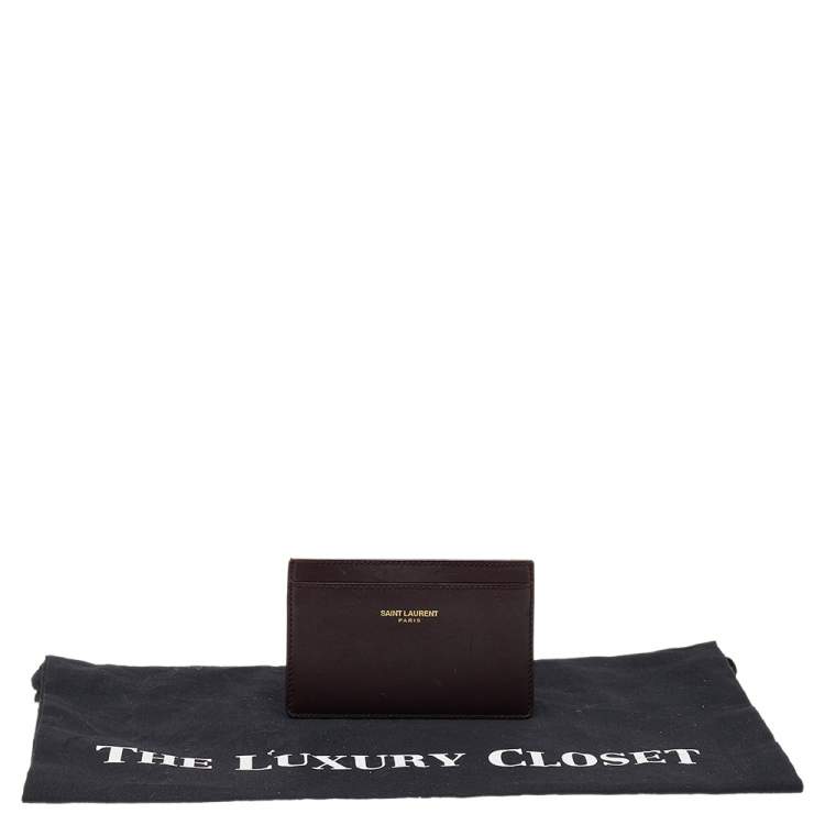 Pre Owned Saint Laurent Burgundy Leather Classic Card Holder