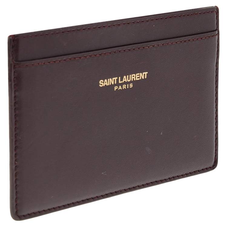 Pre Owned Saint Laurent Burgundy Leather Classic Card Holder