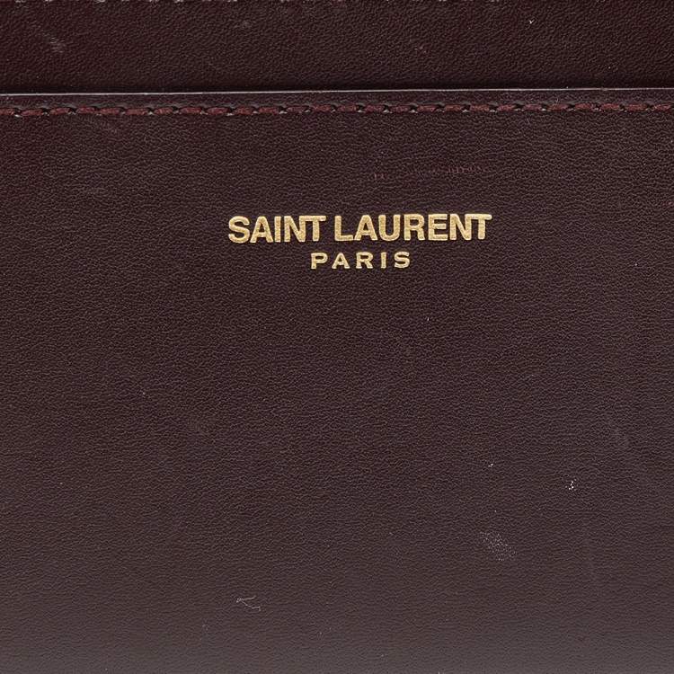 Pre Owned Saint Laurent Burgundy Leather Classic Card Holder