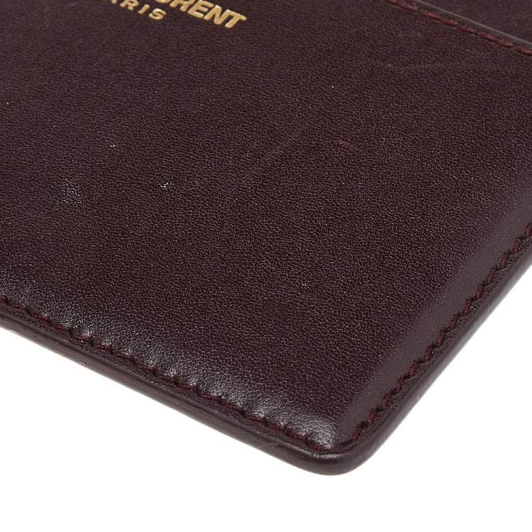 Pre Owned Saint Laurent Burgundy Leather Classic Card Holder
