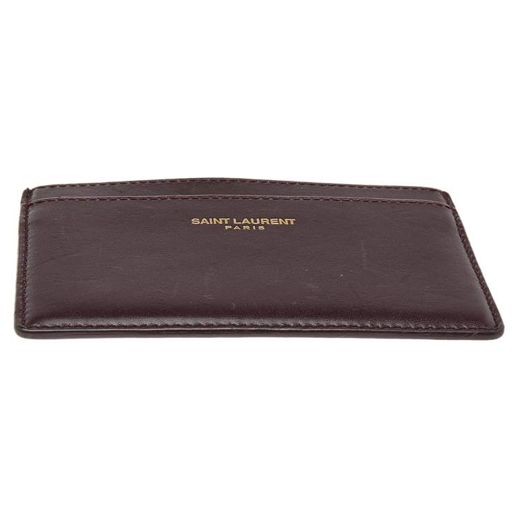 Pre Owned Saint Laurent Burgundy Leather Classic Card Holder