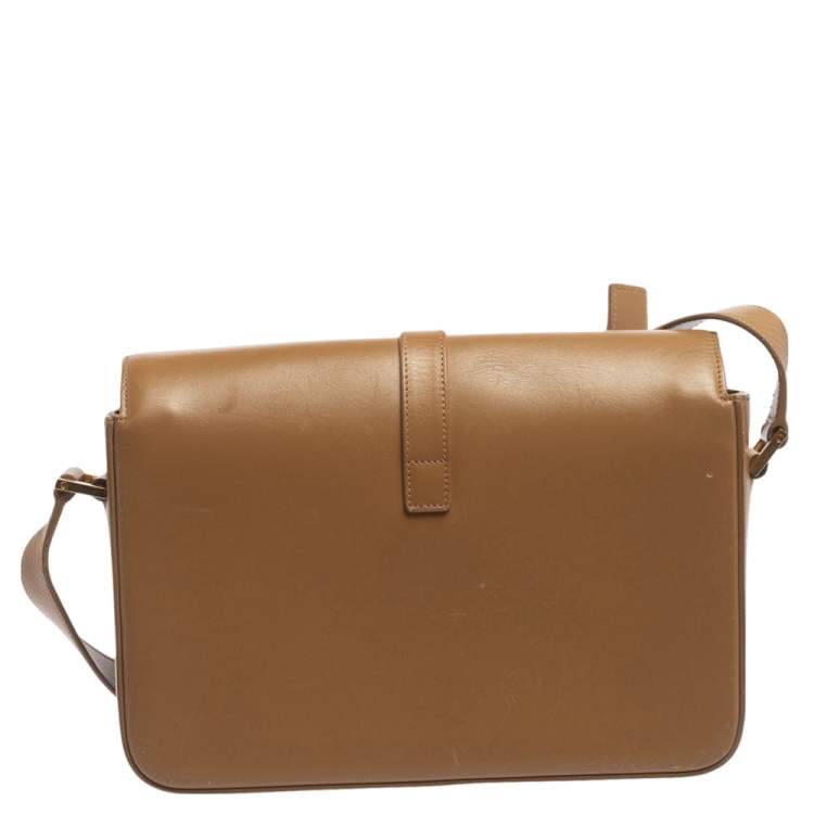 Pre Owned Saint Laurent Brown Smooth Leather Medium Monogram Universite Shoulder Bag
