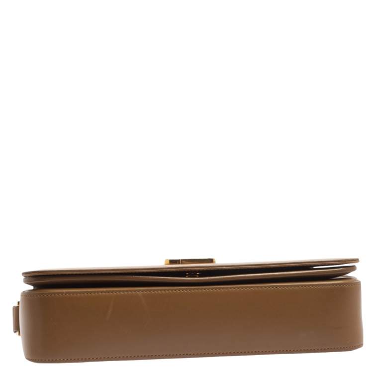 Pre Owned Saint Laurent Brown Smooth Leather Medium Monogram Universite Shoulder Bag