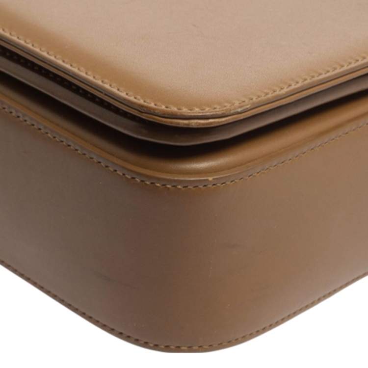 Pre Owned Saint Laurent Brown Smooth Leather Medium Monogram Universite Shoulder Bag