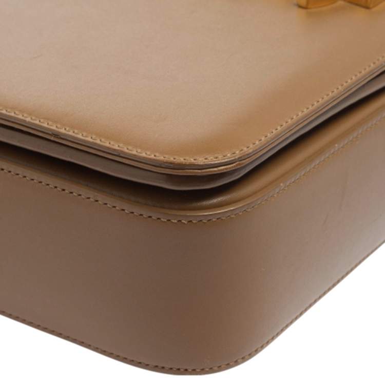 Pre Owned Saint Laurent Brown Smooth Leather Medium Monogram Universite Shoulder Bag