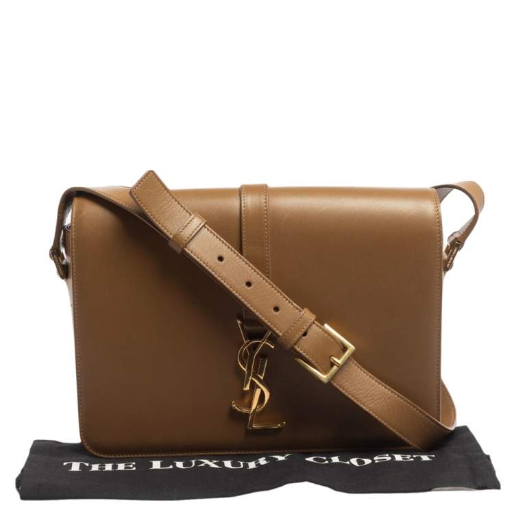 Pre Owned Saint Laurent Brown Smooth Leather Medium Monogram Universite Shoulder Bag