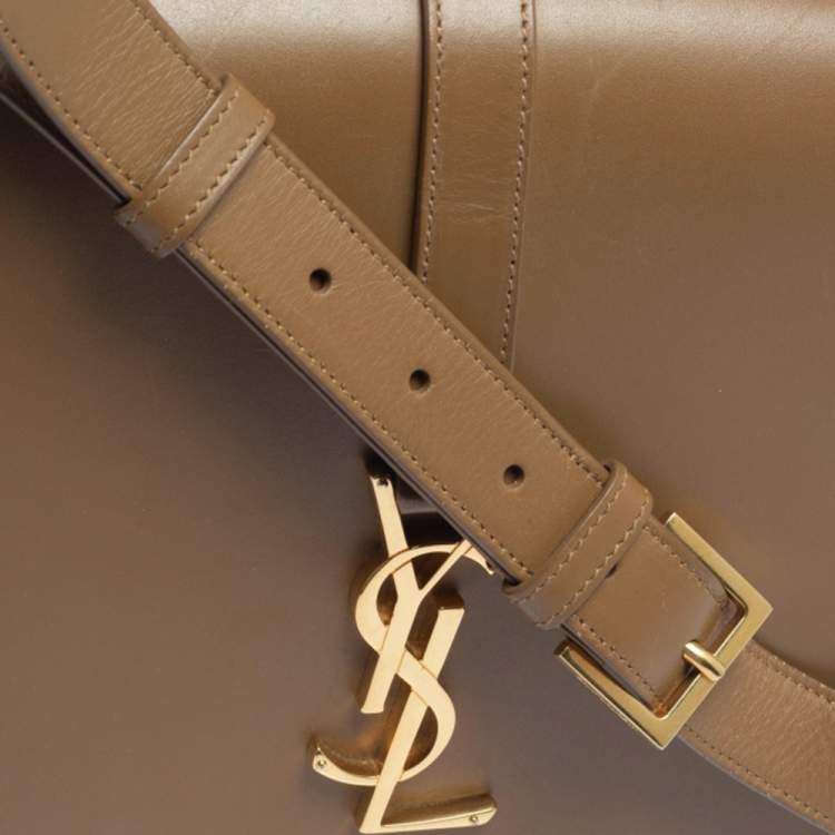 Pre Owned Saint Laurent Brown Smooth Leather Medium Monogram Universite Shoulder Bag
