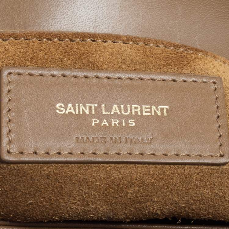 Pre Owned Saint Laurent Brown Smooth Leather Medium Monogram Universite Shoulder Bag