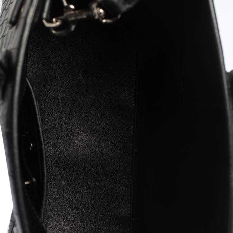 Pre Owned Saint Laurent Black Croc Embossed Leather Baby Classic Sac De Jour Tote