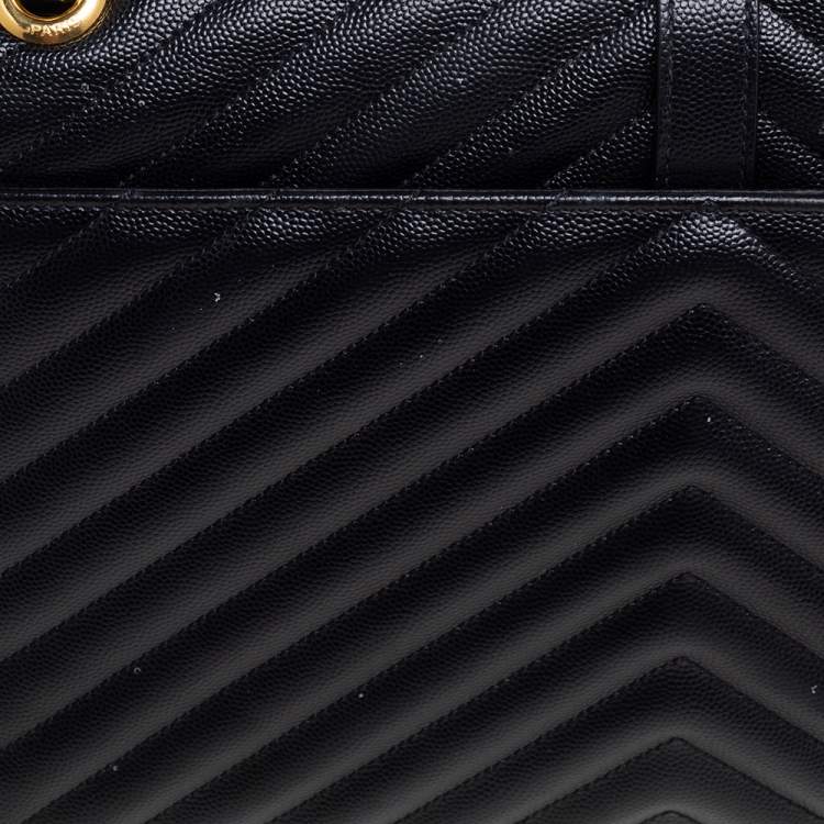 Pre Owned Saint Laurent Black Quilted Leather Monogram Envelope Shoulder Bag
