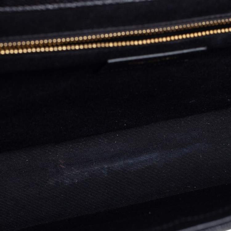 Pre Owned Saint Laurent Black Quilted Leather Monogram Envelope Shoulder Bag