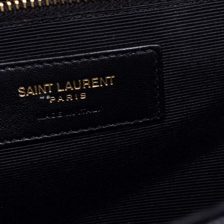 Pre Owned Saint Laurent Black Quilted Leather Monogram Envelope Shoulder Bag
