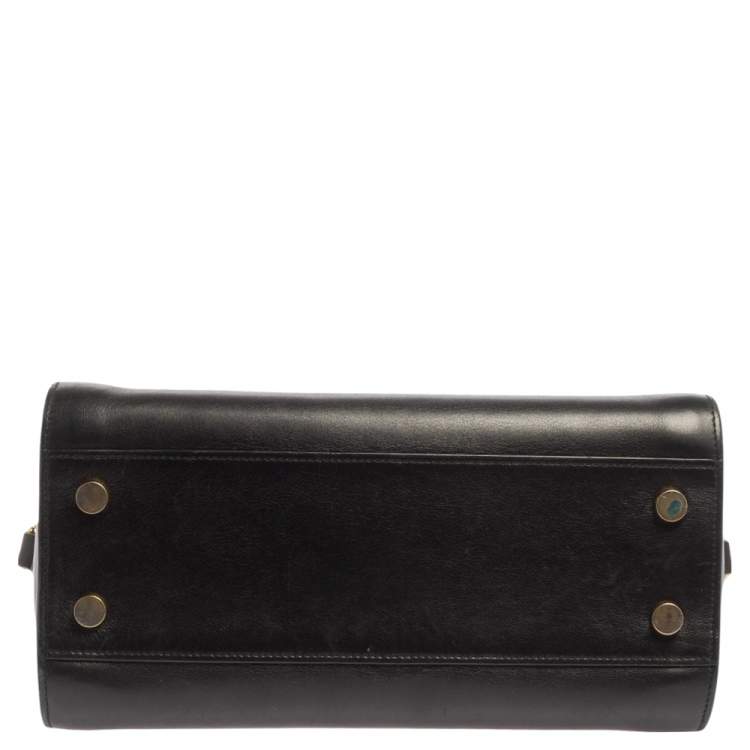 Pre Owned Saint Laurent Black Leather Baby Monogram Cabas Tote