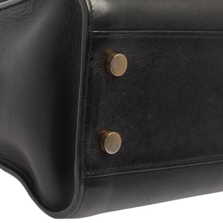 Pre Owned Saint Laurent Black Leather Baby Monogram Cabas Tote