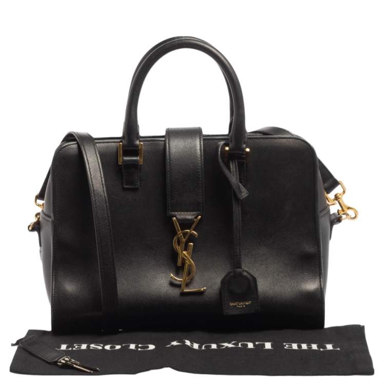 Pre Owned Saint Laurent Black Leather Baby Monogram Cabas Tote
