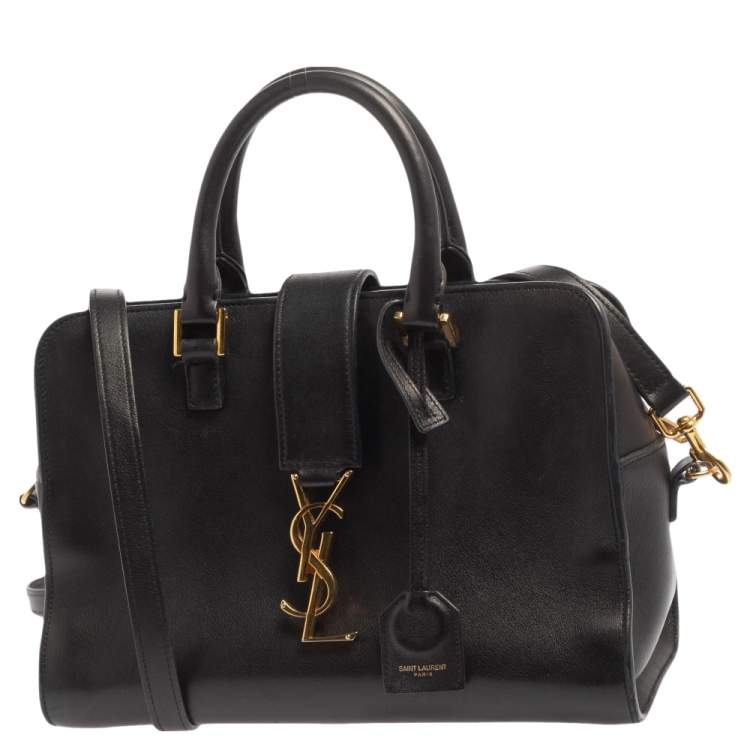 Pre Owned Saint Laurent Black Leather Baby Monogram Cabas Tote