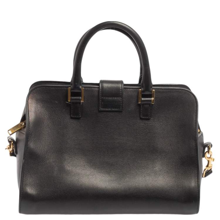 Pre Owned Saint Laurent Black Leather Baby Monogram Cabas Tote