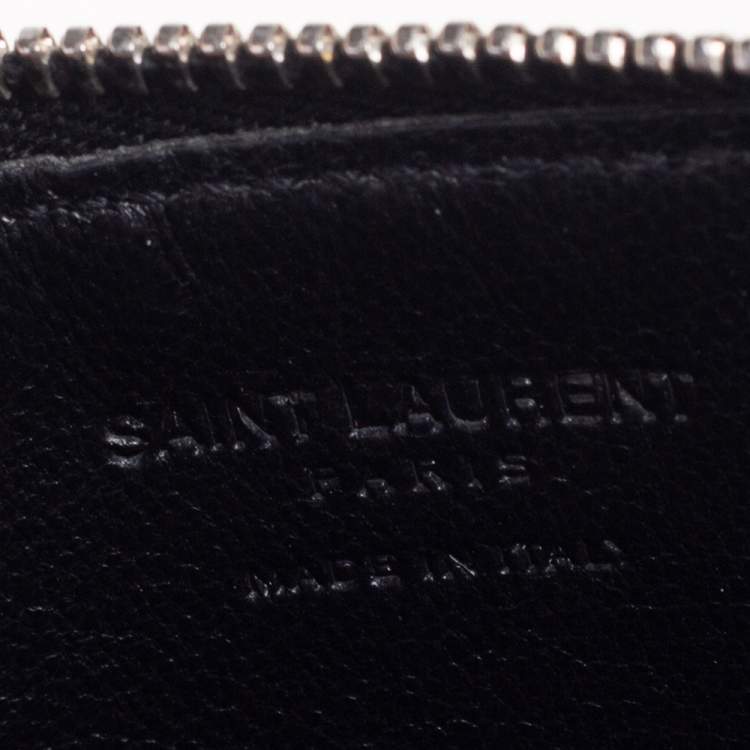 مملوكة مسبقًا Saint Laurent Black Croc Embossed Leather Zip Card Holder