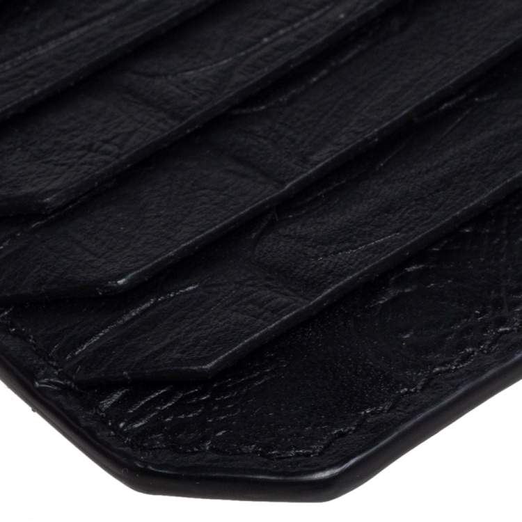 مملوكة مسبقًا Saint Laurent Black Croc Embossed Leather Zip Card Holder