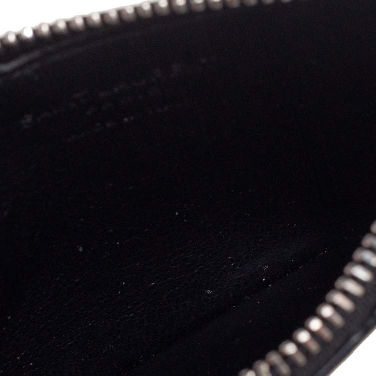 مملوكة مسبقًا Saint Laurent Black Croc Embossed Leather Zip Card Holder