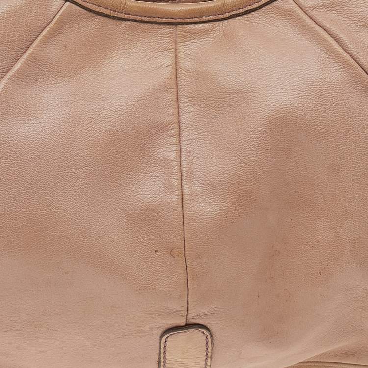 Pre Owned Saint Laurent Beige Leather Mombasa Hobo