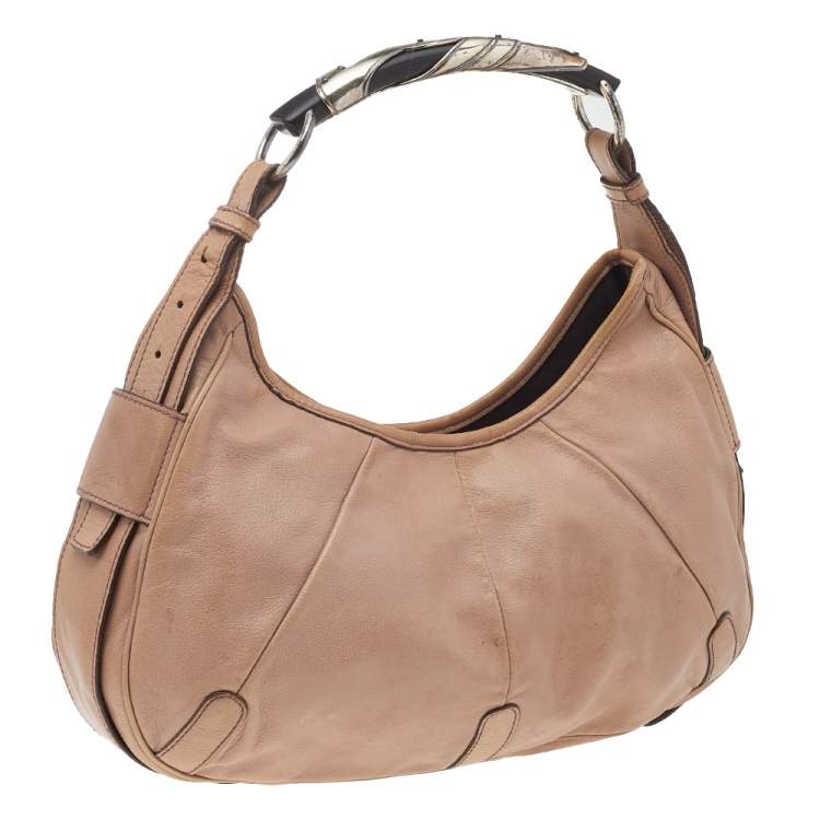Pre Owned Saint Laurent Beige Leather Mombasa Hobo