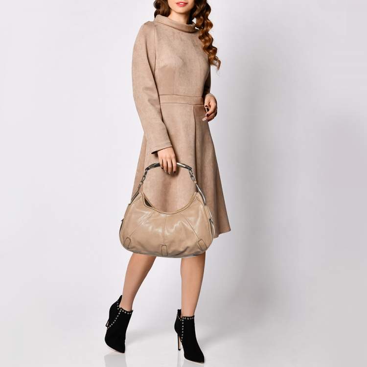 Pre Owned Saint Laurent Beige Leather Mombasa Hobo