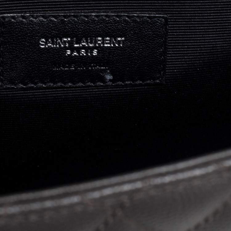 Pre Owned Saint Laurent Grey Quilted Leather Monogram Envelope Shoulder Bag