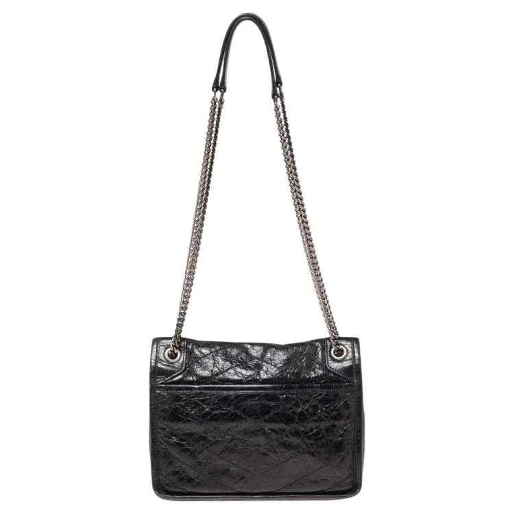 Pre Owned Saint Laurent Black Leather Baby Niki Flap Shoulder Bag