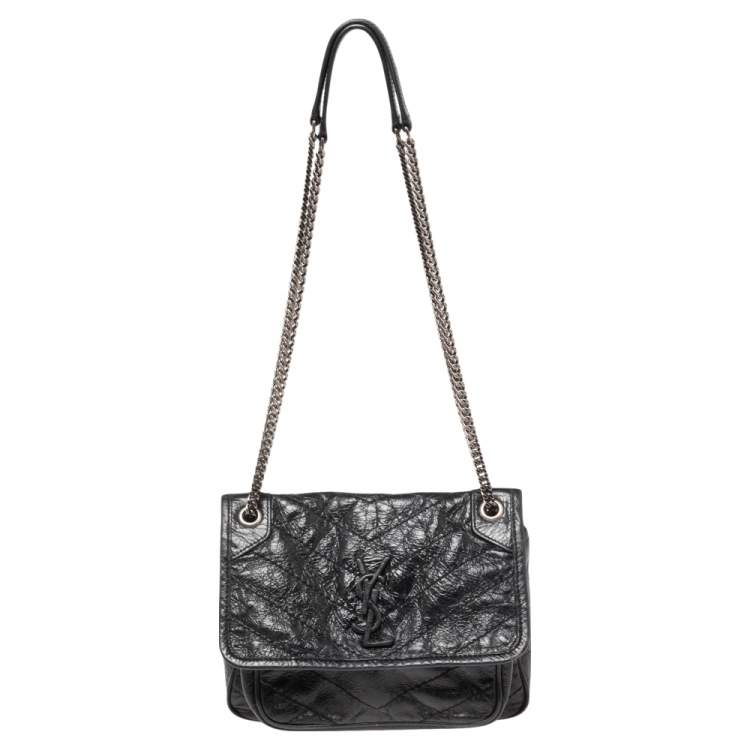Pre Owned Saint Laurent Black Leather Baby Niki Flap Shoulder Bag