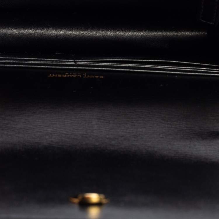 Pre Owned Saint Laurent Black Leather Small Sunset Chain Shoulder Bag