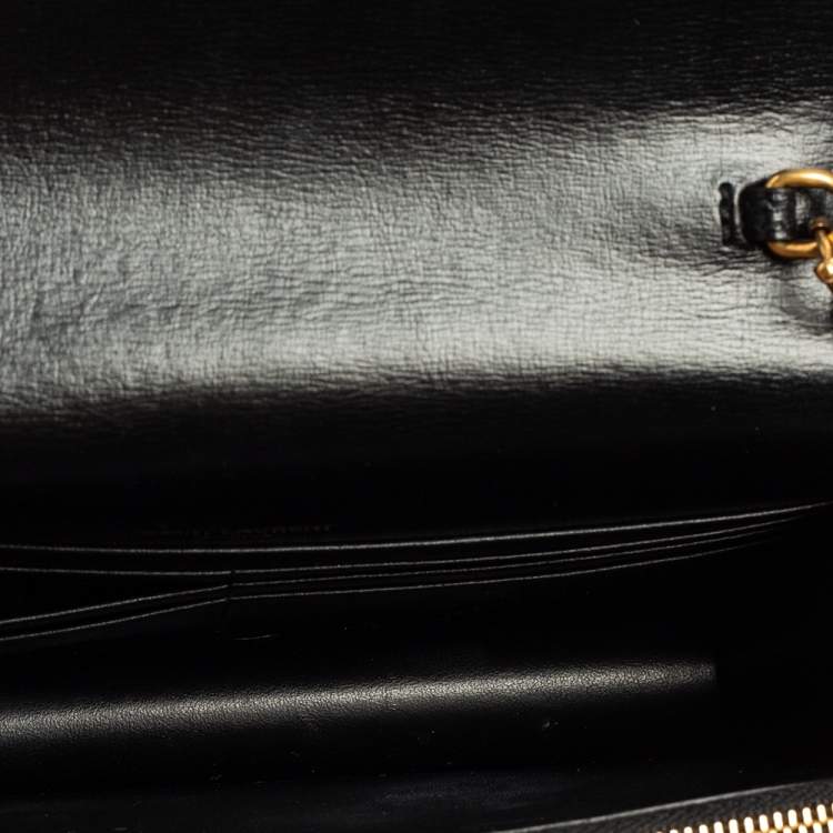Pre Owned Saint Laurent Black Leather Small Sunset Chain Shoulder Bag