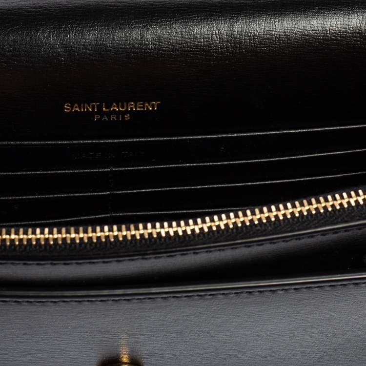 Pre Owned Saint Laurent Black Leather Small Sunset Chain Shoulder Bag