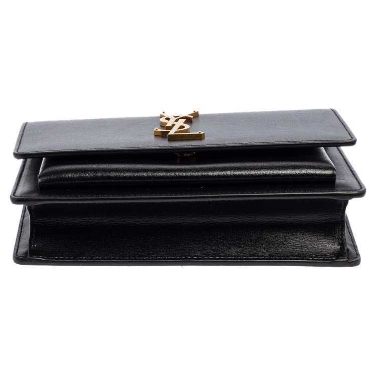 Pre Owned Saint Laurent Black Leather Small Sunset Chain Shoulder Bag