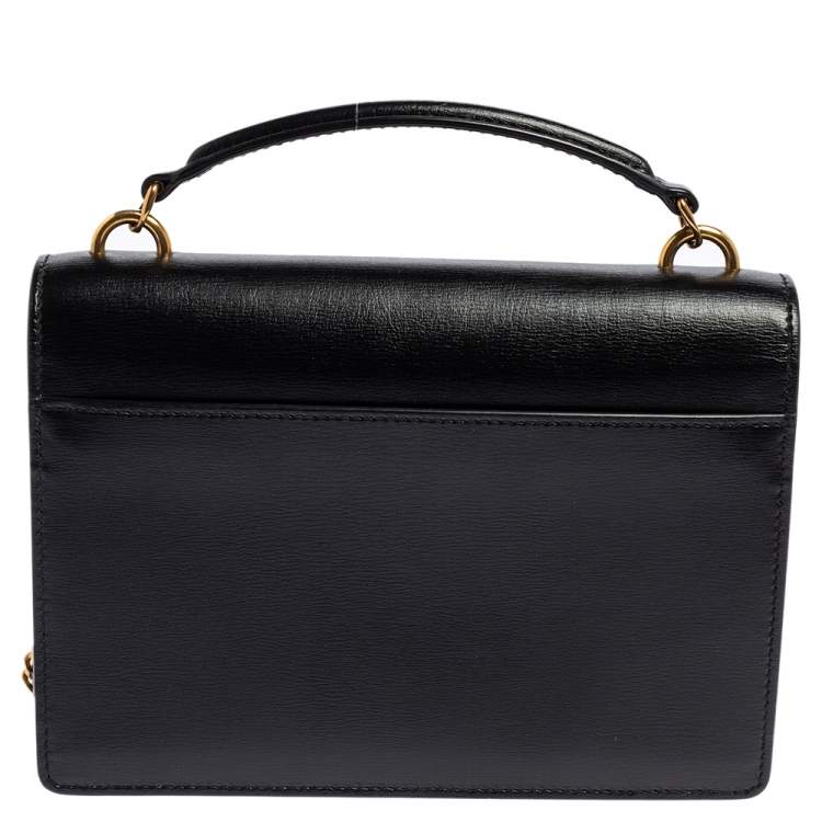 Pre Owned Saint Laurent Black Leather Small Sunset Chain Shoulder Bag