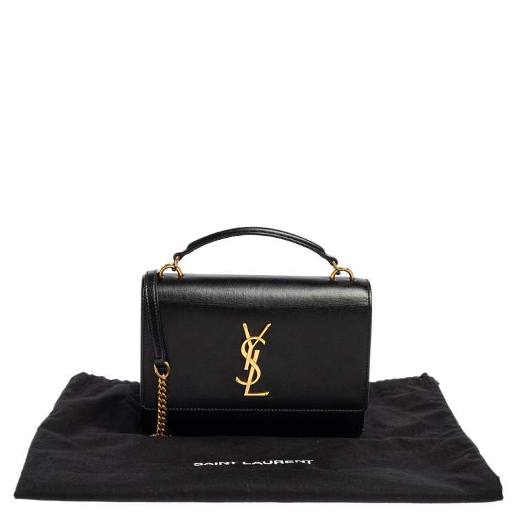 Pre Owned Saint Laurent Black Leather Small Sunset Chain Shoulder Bag