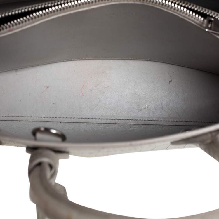 Pre Owned Saint Laurent Light Grey Croc Embossed Leather Baby Classic Sac De Jour Tote