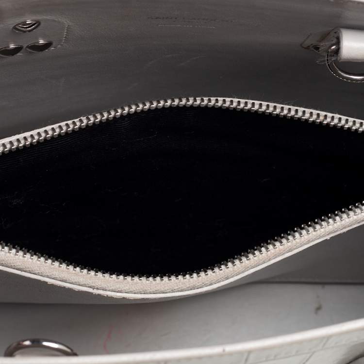 Pre Owned Saint Laurent Light Grey Croc Embossed Leather Baby Classic Sac De Jour Tote