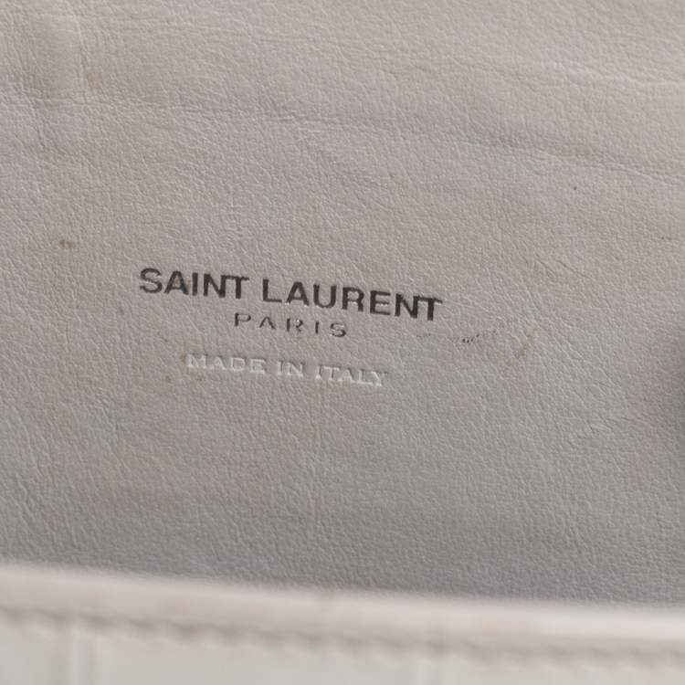Pre Owned Saint Laurent Light Grey Croc Embossed Leather Baby Classic Sac De Jour Tote
