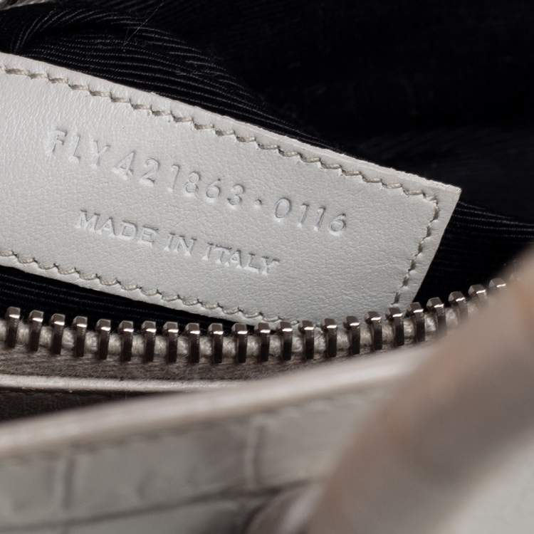 Pre Owned Saint Laurent Light Grey Croc Embossed Leather Baby Classic Sac De Jour Tote
