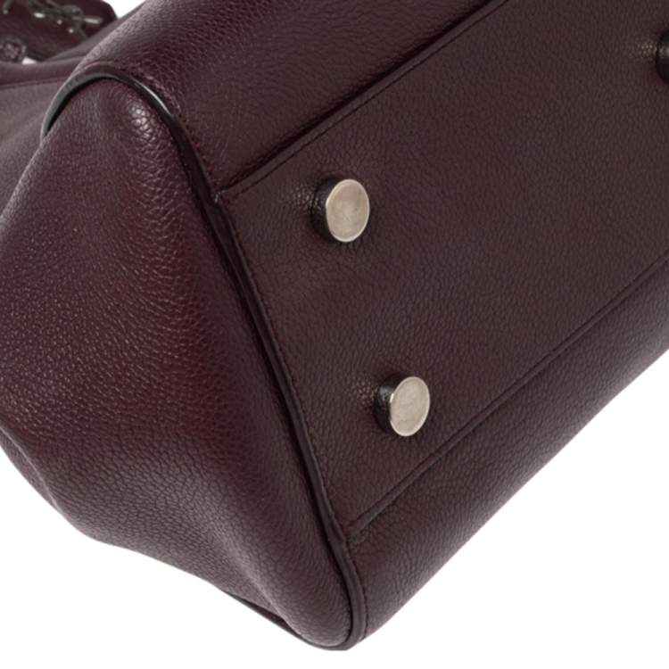 Pre Owned Saint Laurent Burgundy Leather Medium Cabas Rive Gauche Tote