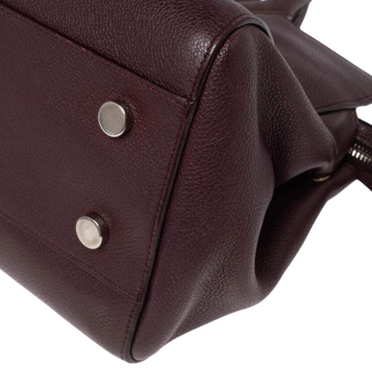 Pre Owned Saint Laurent Burgundy Leather Medium Cabas Rive Gauche Tote